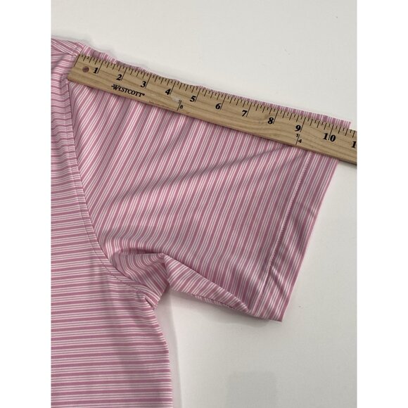 Peter Millar Summer Comfort Pink Bloom Heritage Stripe Golf Polo Mens XL Stretch - Picture 16 of 16